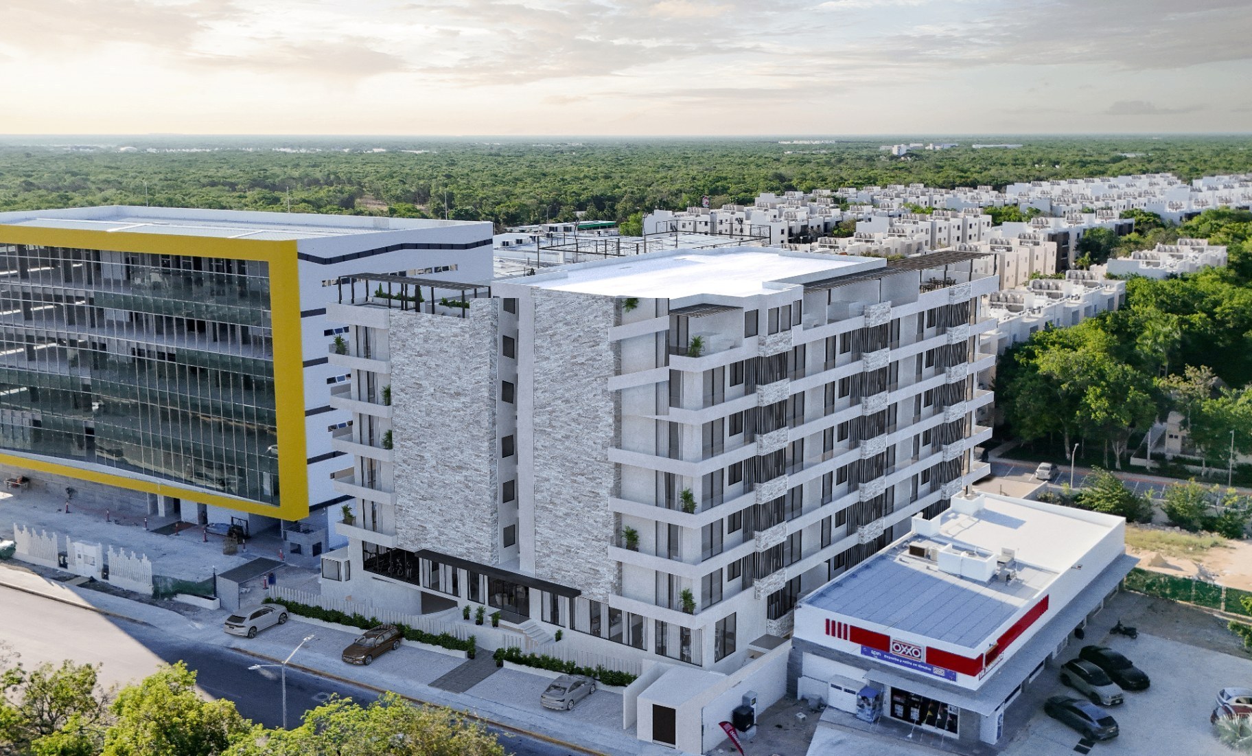 Vista aérea de la zona urbana donde vive el edificio